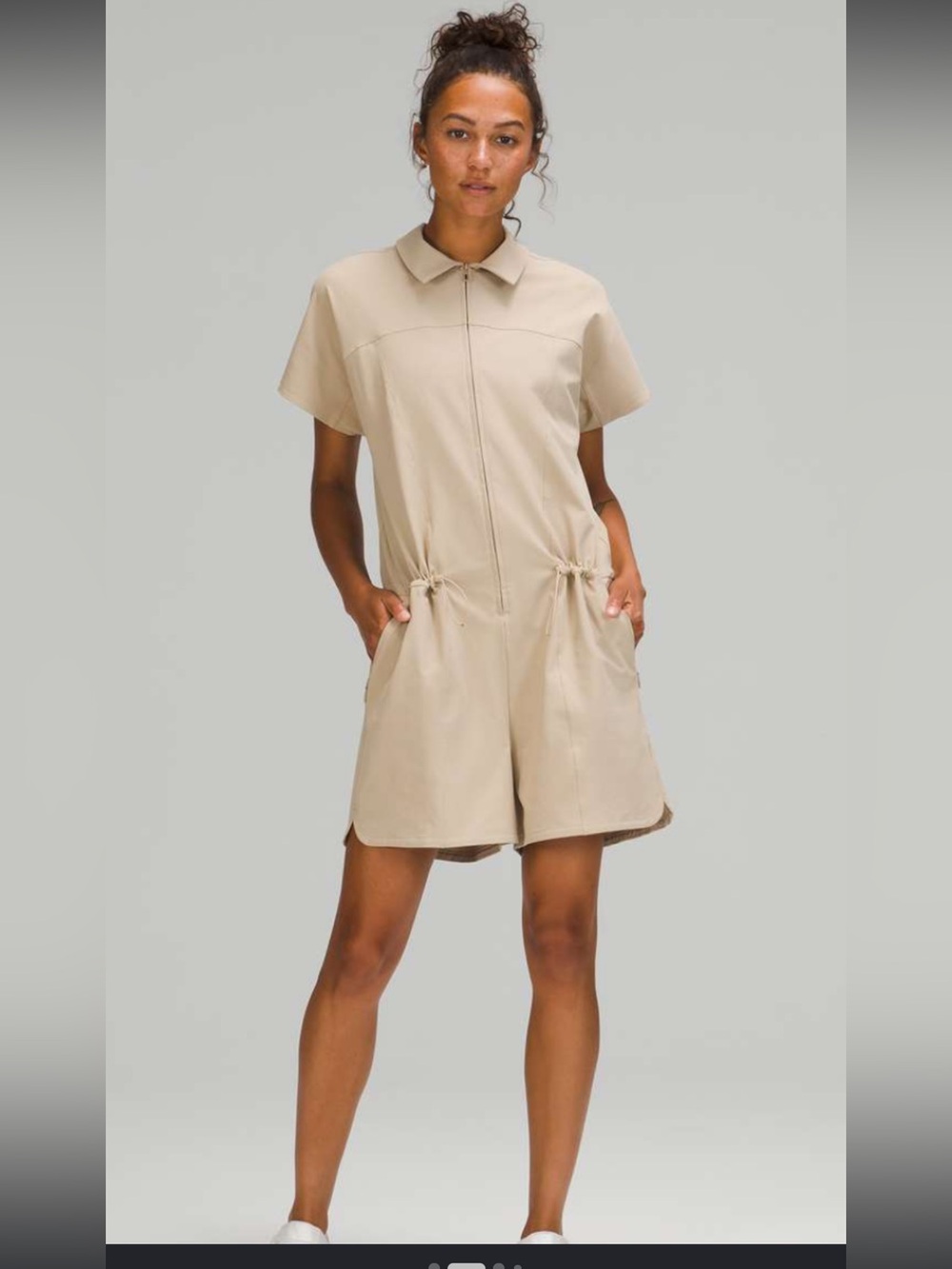 Size 4 Lululemon Stretch Ribbed Pocketed Romper , Trench, fits very oversized